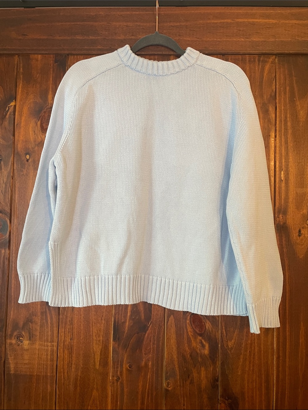 Demylee Light Blue 100% Cotton Boxy Crewneck Sweater — Classic Everyday Knit